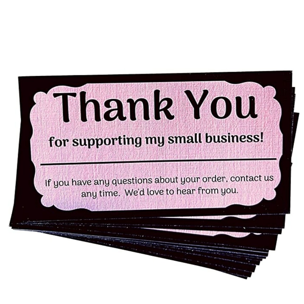 25/Pink Thank You for Supporting My Small Business Cards (3.5X2 Inch) Customer T